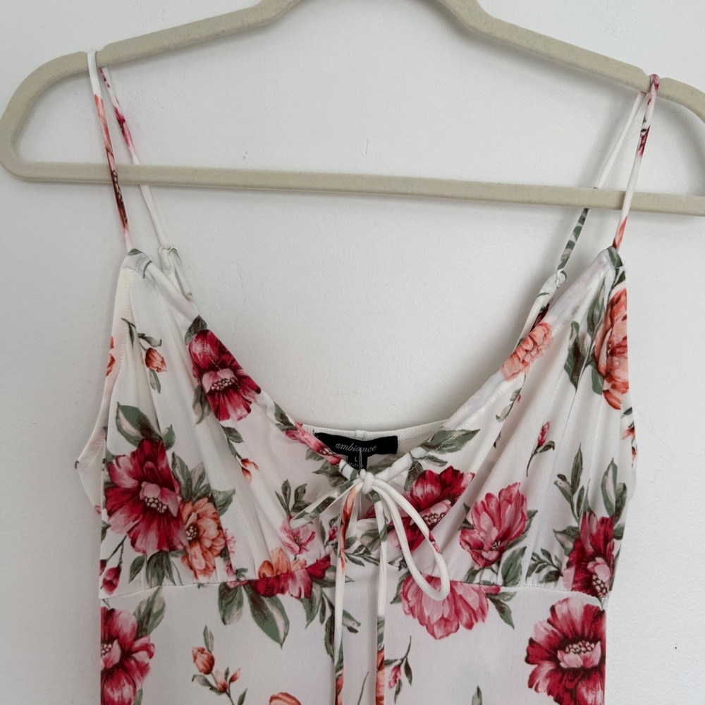 NWT Ambiance Floral White Babydoll Slip Dress Large Strappy Y2K Coquette Girl